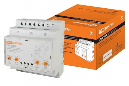 TDM ELECTRIC SQ1505-0004 Реле ограничения мощности ОМ-630М 5/50-3Н-01 (3ф, 5-50кВт, 4мод, сумм. расчет, с реле напр.) TDM